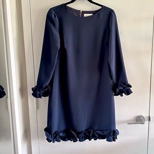 NEW - NWOT Sail To Sable long sleeved ruffle sleeved & hem navy dress - size 6